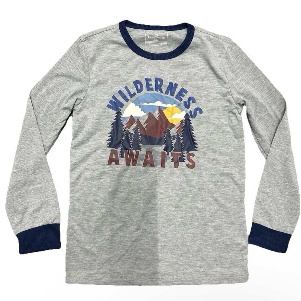 Kids Eddie Bauer Grey Long Sleeve T Shirt Size Medium (10/12) - Picture 1 of 3